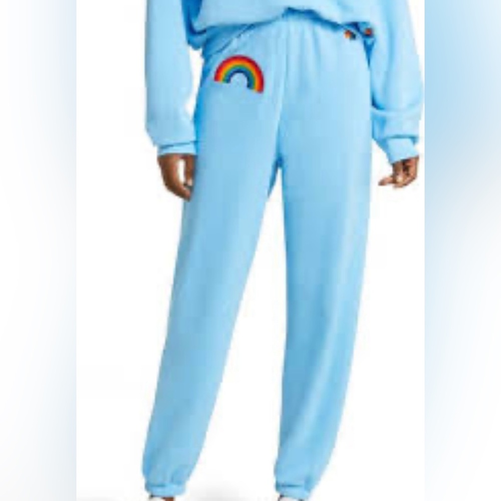Aviator nation blue Sweatpants with Rainbow Patch